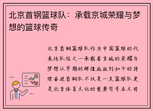 北京首钢篮球队：承载京城荣耀与梦想的篮球传奇